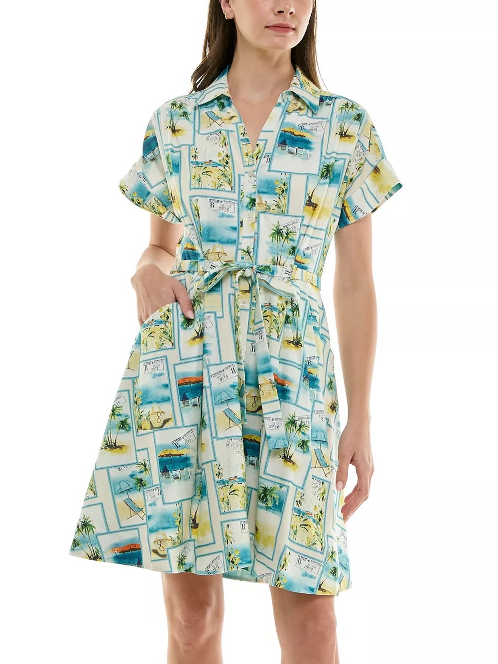 Taylor Fit & Flare Tie Waist Shirt Dress *8